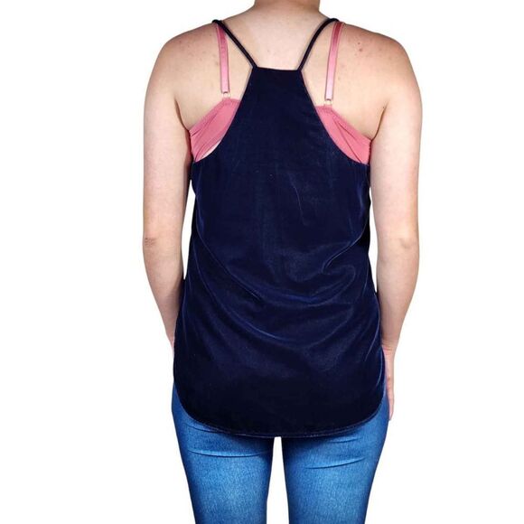 Banana Republic Navy Velvet Scoop Neck Strappy Cami Size Medium - Picture 2 of 4